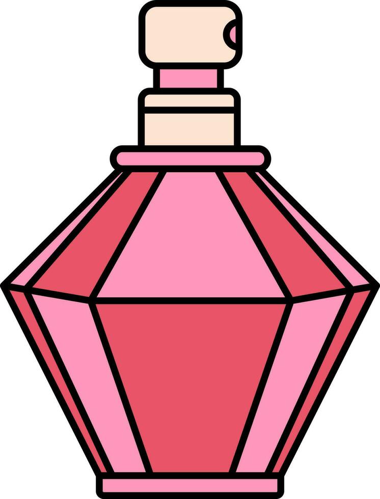 sexhörning doft eller parfym flaska ikon i persika och rosa Färg. vektor
