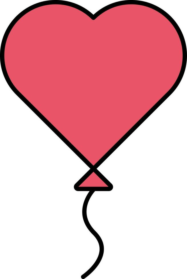 isolerat röd hjärta ballong ikon i platt stil. vektor
