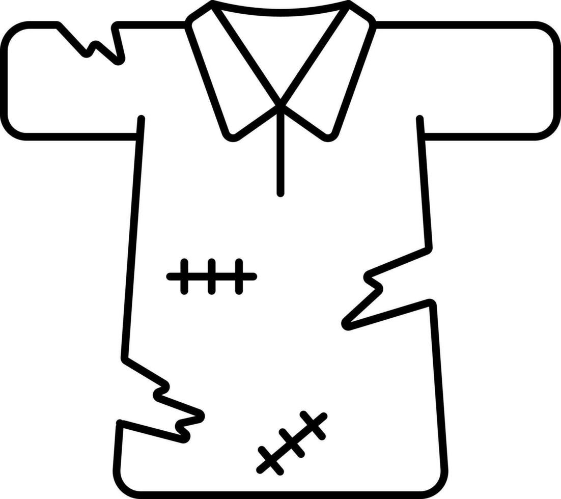 illustration av trasig kläder ikon i svart stroke. vektor