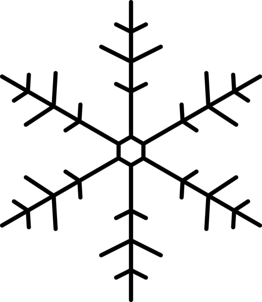 svart linje konst illustration av snöflinga ikon. vektor