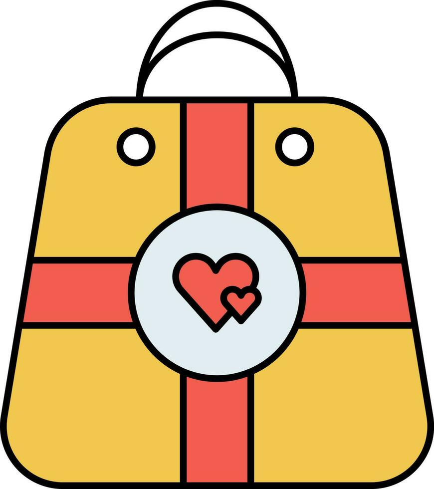 doppelt Herz Tasche eben Symbol im rot und Gelb Farbe. vektor