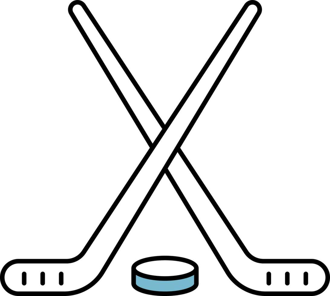 korsa hockey pinne med puck blå och vit ikon. vektor