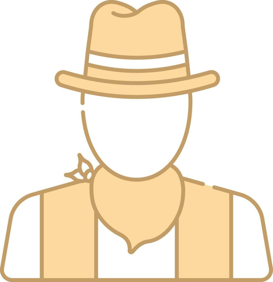 ansiktslös cowboy karaktär ikon i persika och vit Färg. vektor