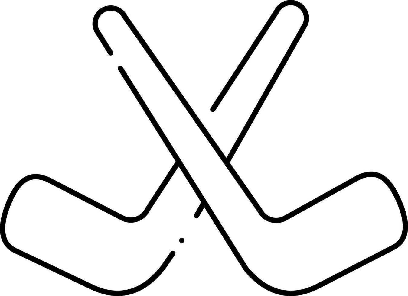 svart tunn linje konst av korsa hockey ikon. vektor