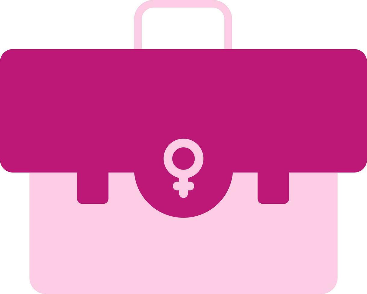 kvinna verktygslåda platt ikon i rosa Färg. vektor