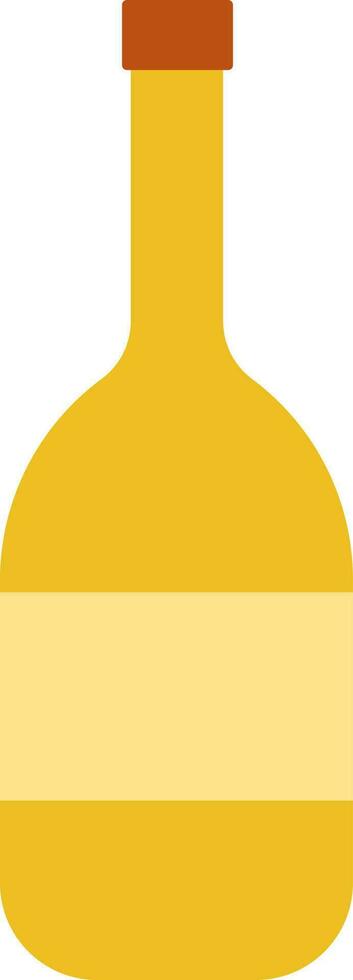 platt stil vin eller öl flaska ikon i gul Färg. vektor