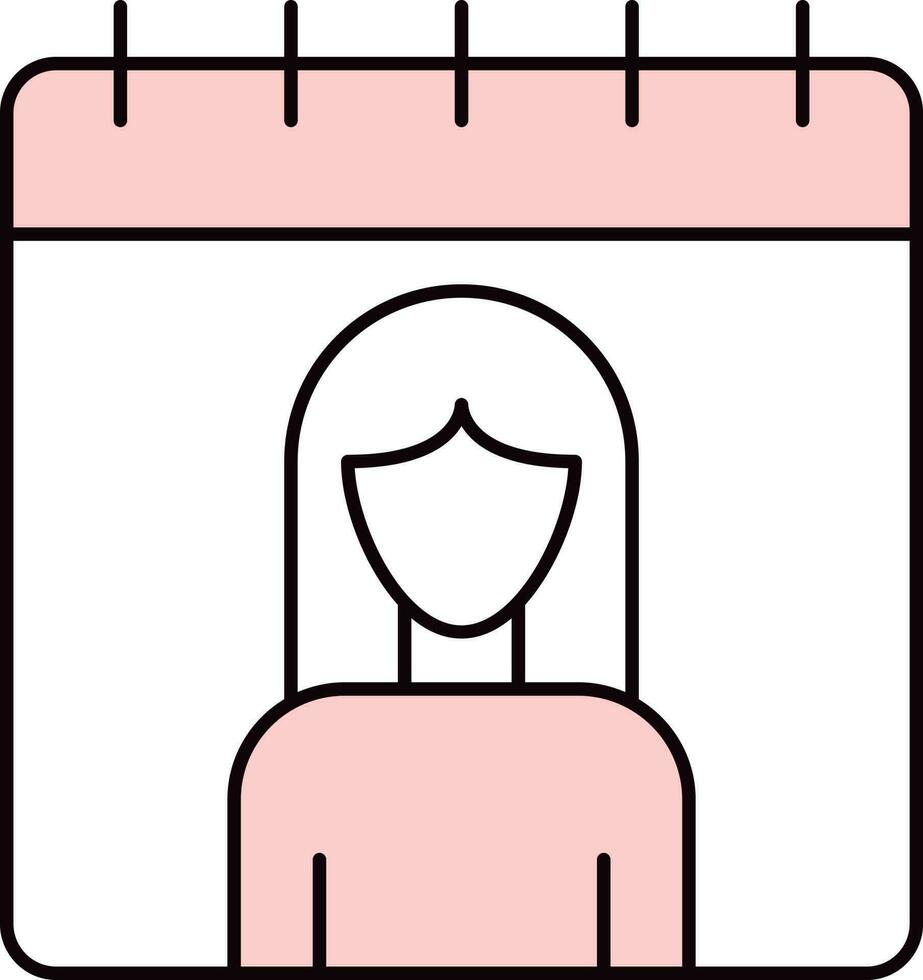 isolerat kvinna symbol kalender ikon i platt stil. vektor