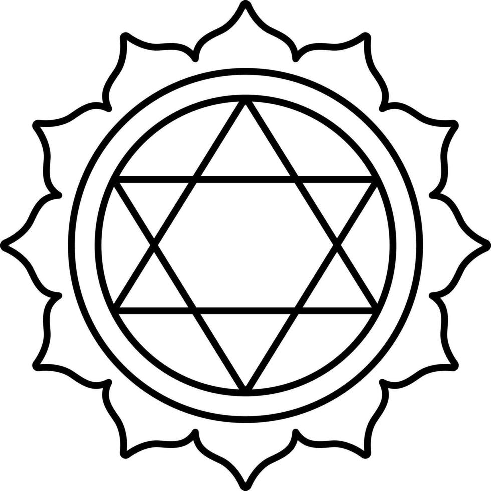 Illustration von Anahata Symbol Symbol im dünn Linie Kunst. vektor