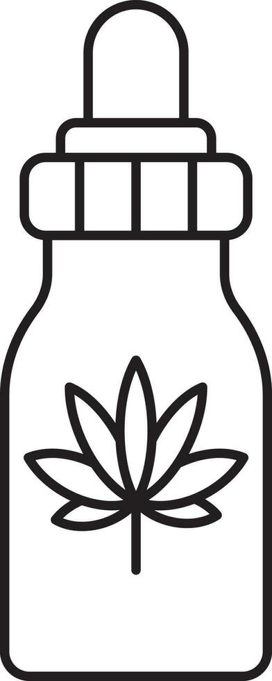 Cannabis Serum Flasche Symbol im Linie Kunst. vektor