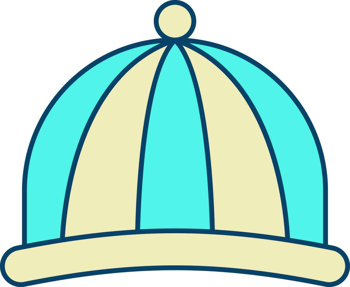 turkos och gul ull- hatt ikon i platt stil. vektor
