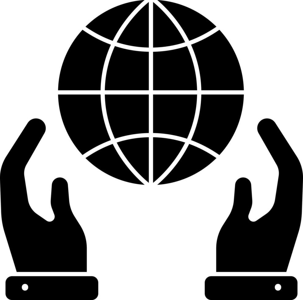 Globus halten Hand Symbol im Farbe. vektor