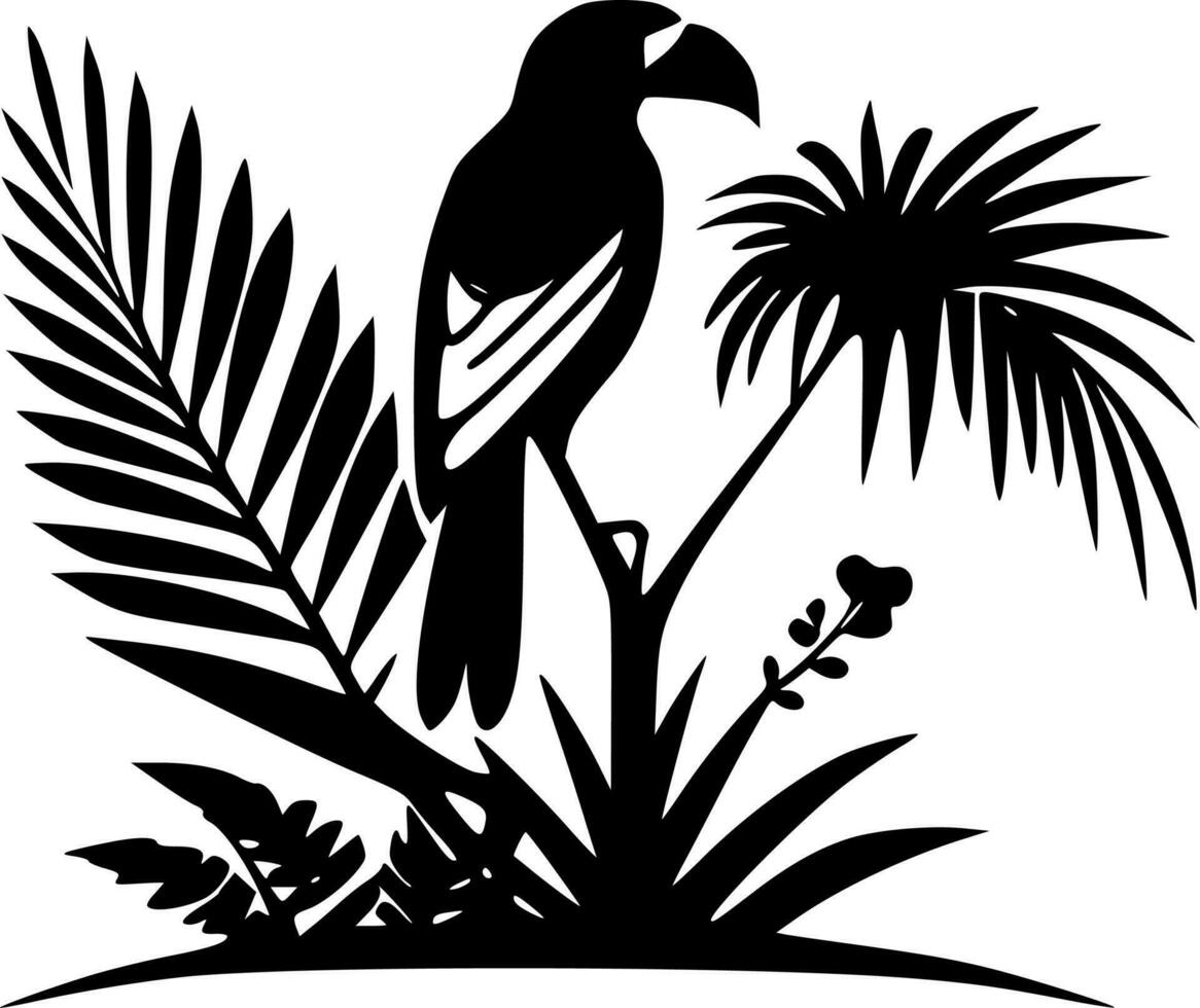 tropisk, svart och vit vektor illustration