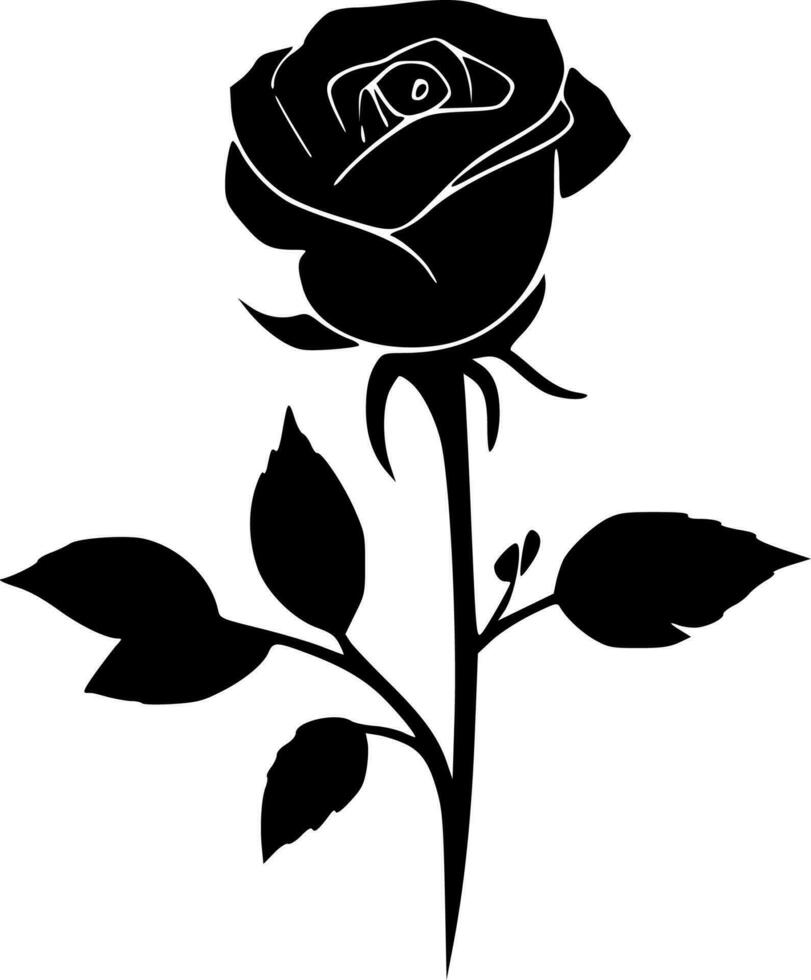 Rose - - schwarz und Weiß isoliert Symbol - - Vektor Illustration