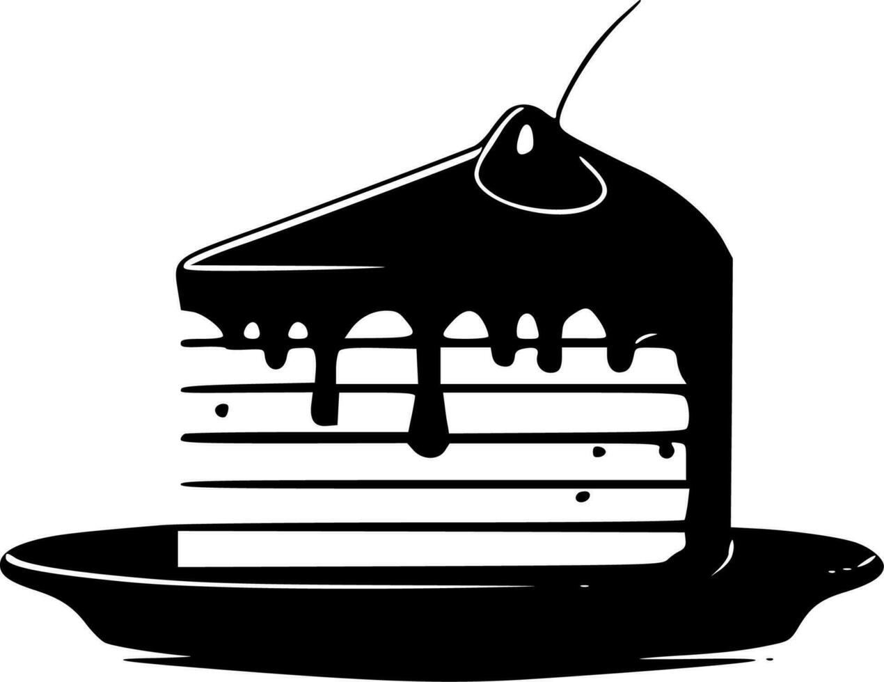 födelsedag kaka, svart och vit vektor illustration