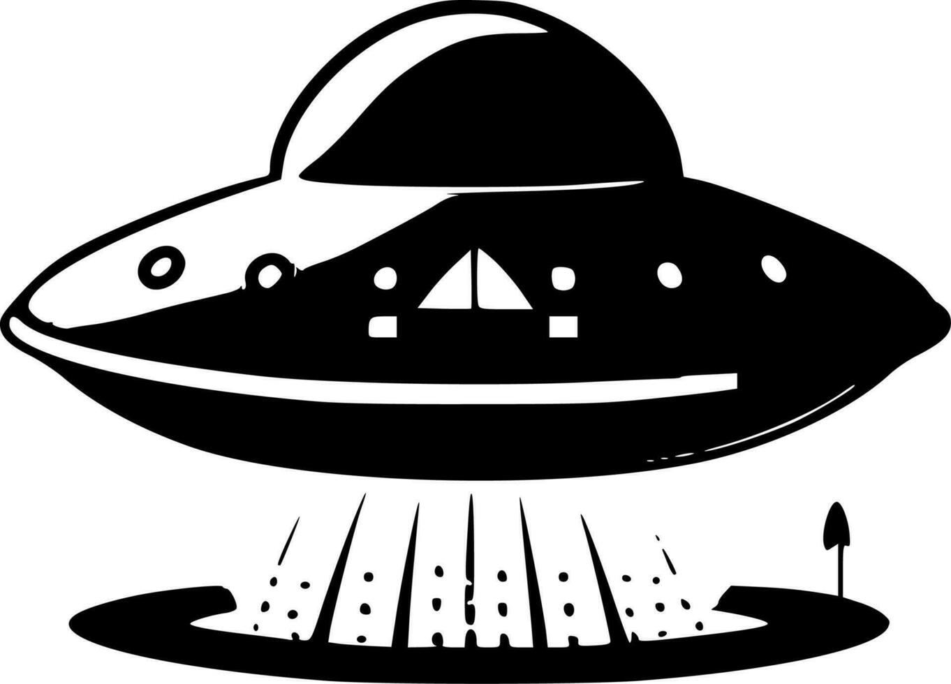 UFO - svart och vit isolerat ikon - vektor illustration