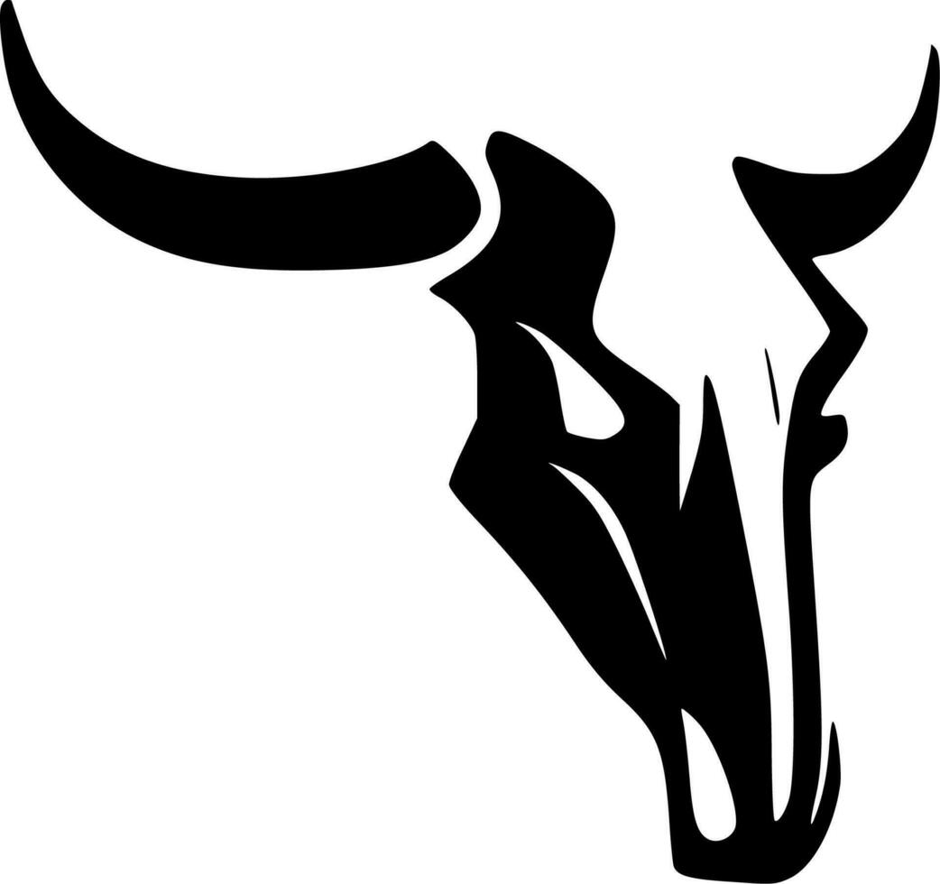 ko skalle - svart och vit isolerat ikon - vektor illustration