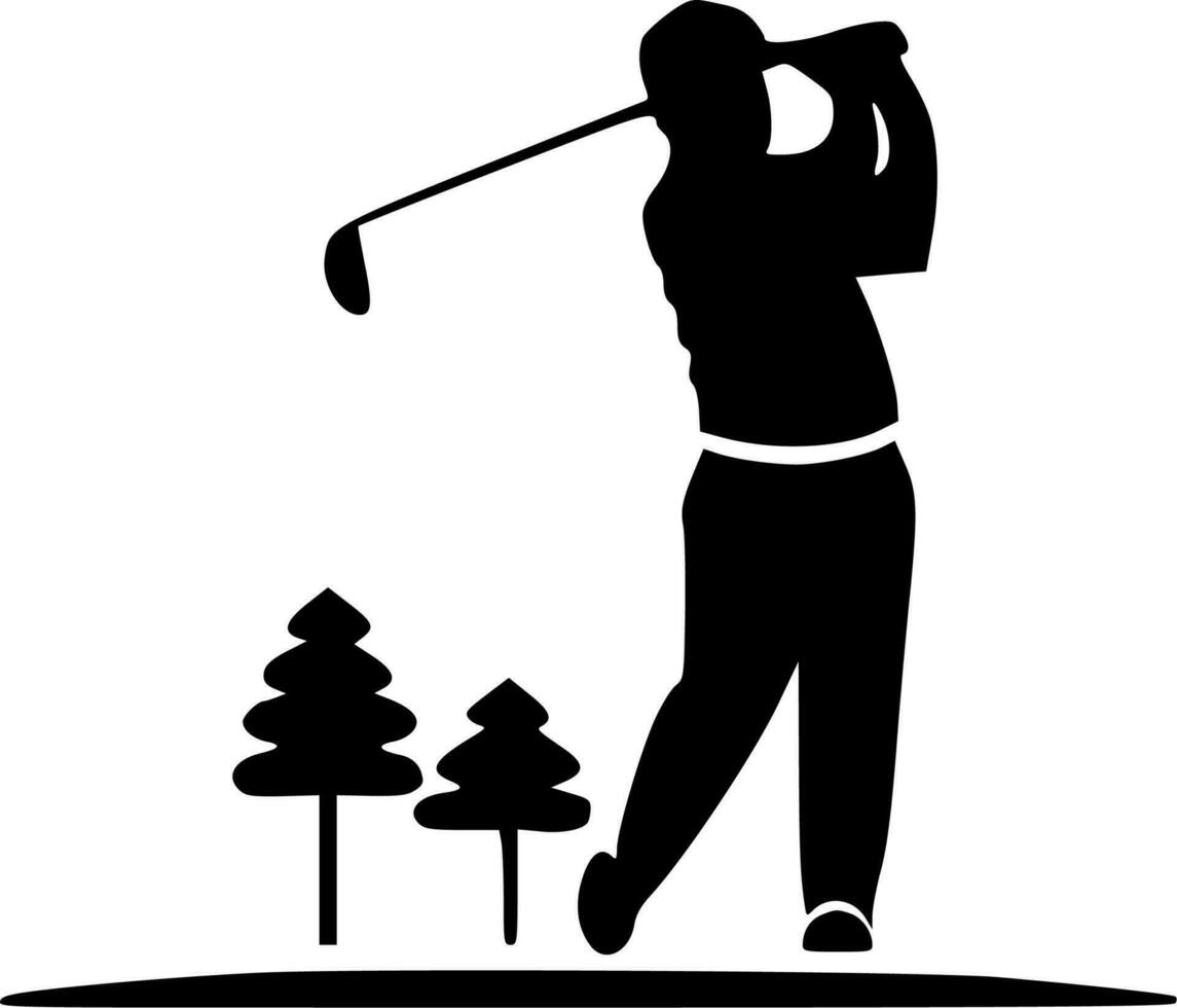 golf - svart och vit isolerat ikon - vektor illustration