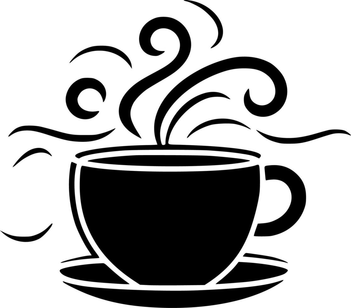 kaffe - svart och vit isolerat ikon - vektor illustration