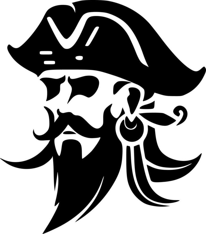 pirat, svart och vit vektor illustration