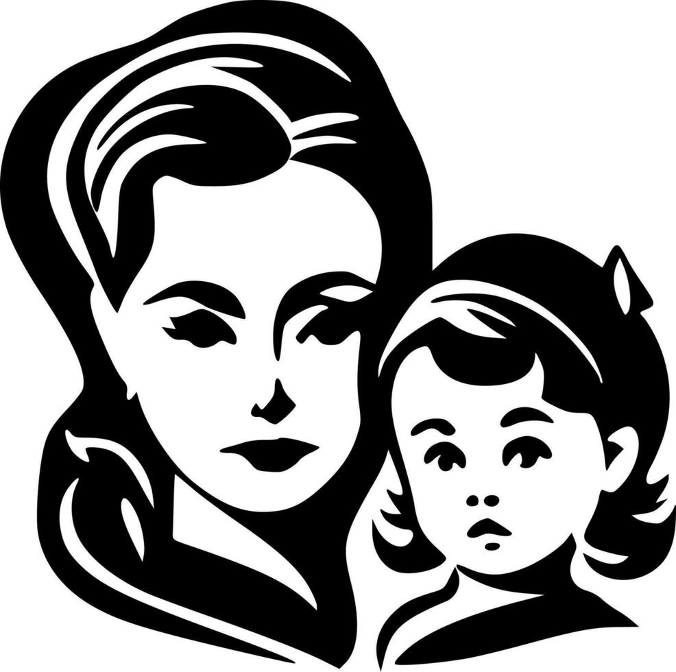 Mutter - - schwarz und Weiß isoliert Symbol - - Vektor Illustration