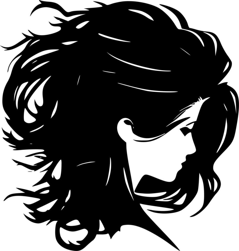 hår, svart och vit vektor illustration