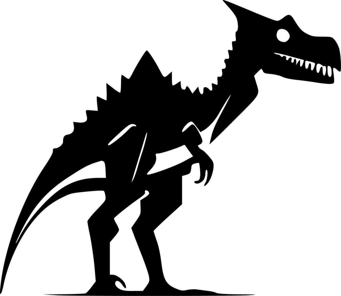 dinosaurie - svart och vit isolerat ikon - vektor illustration
