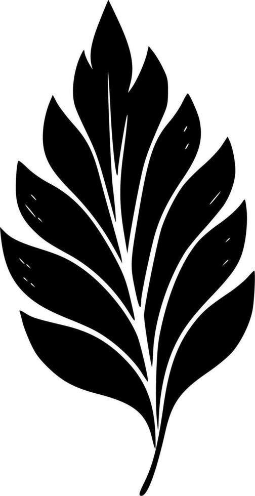 blad - svart och vit isolerat ikon - vektor illustration