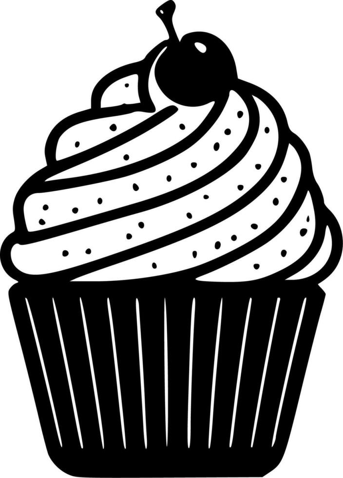 Cupcake, schwarz und Weiß Vektor Illustration