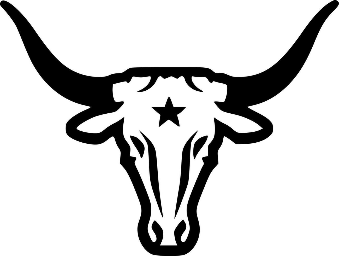 Texas Longhorn Kopf, schwarz und Weiß Vektor Illustration