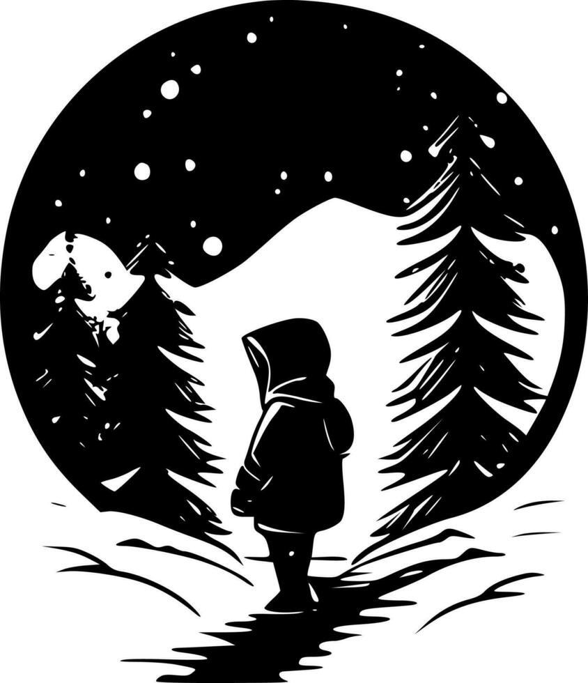 vinter, minimalistisk och enkel silhuett - vektor illustration