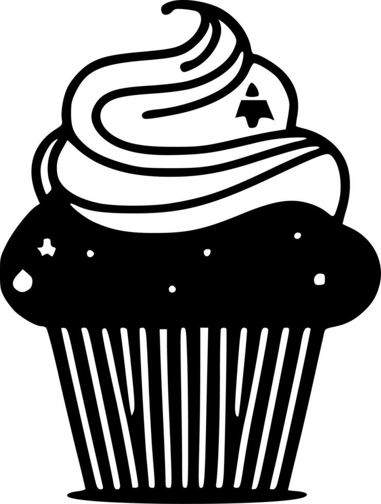 Cupcake - - schwarz und Weiß isoliert Symbol - - Vektor Illustration