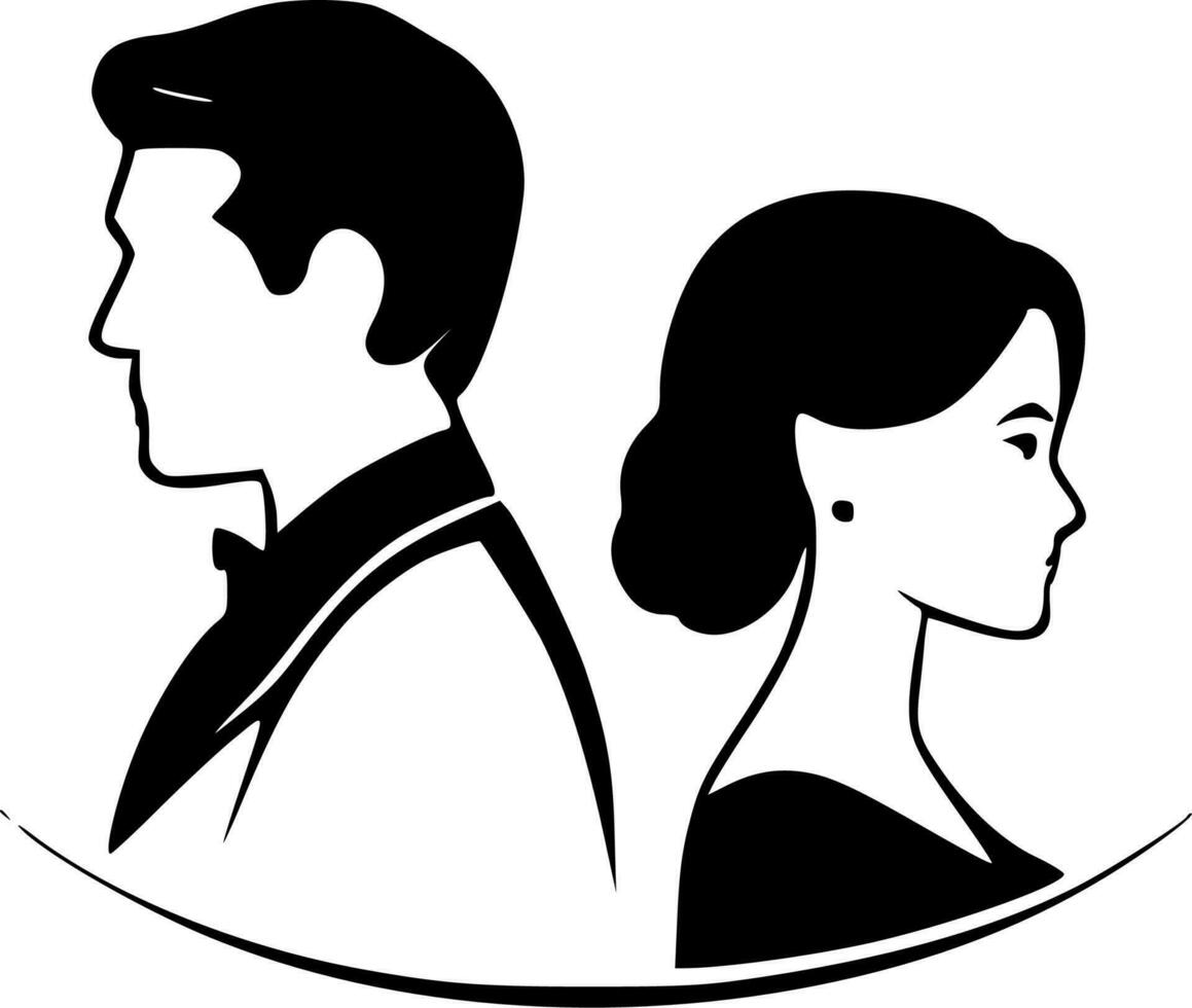 bröllop - svart och vit isolerat ikon - vektor illustration