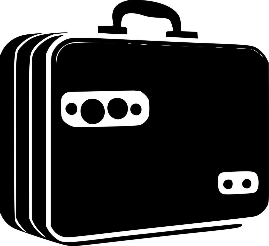 resväska, svart och vit vektor illustration
