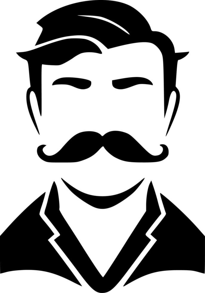 mustasch, svart och vit vektor illustration