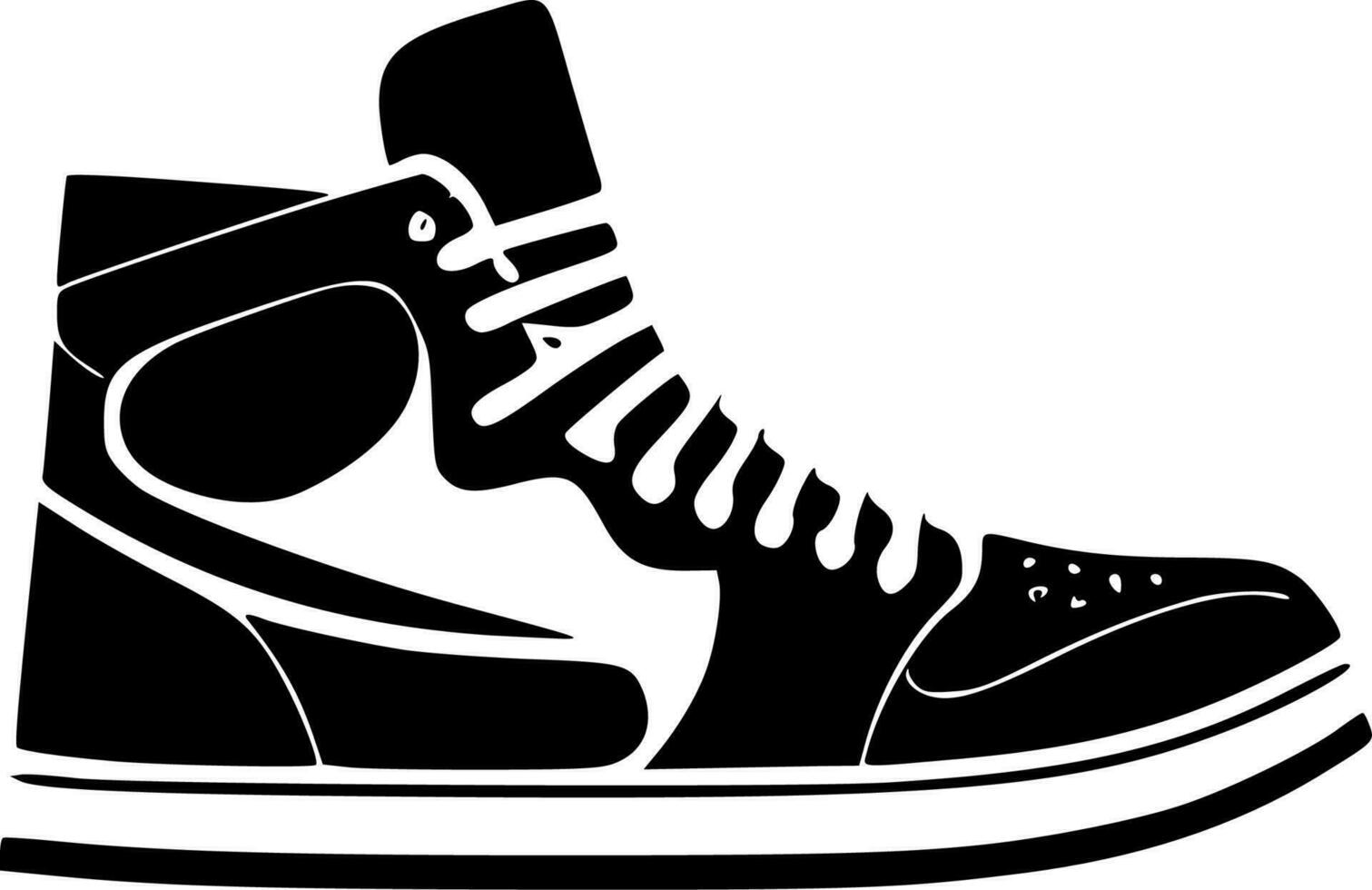 sneakers, svart och vit vektor illustration