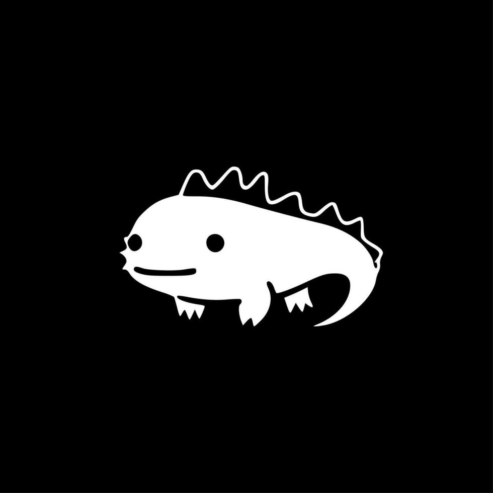 axolotl - svart och vit isolerat ikon - vektor illustration
