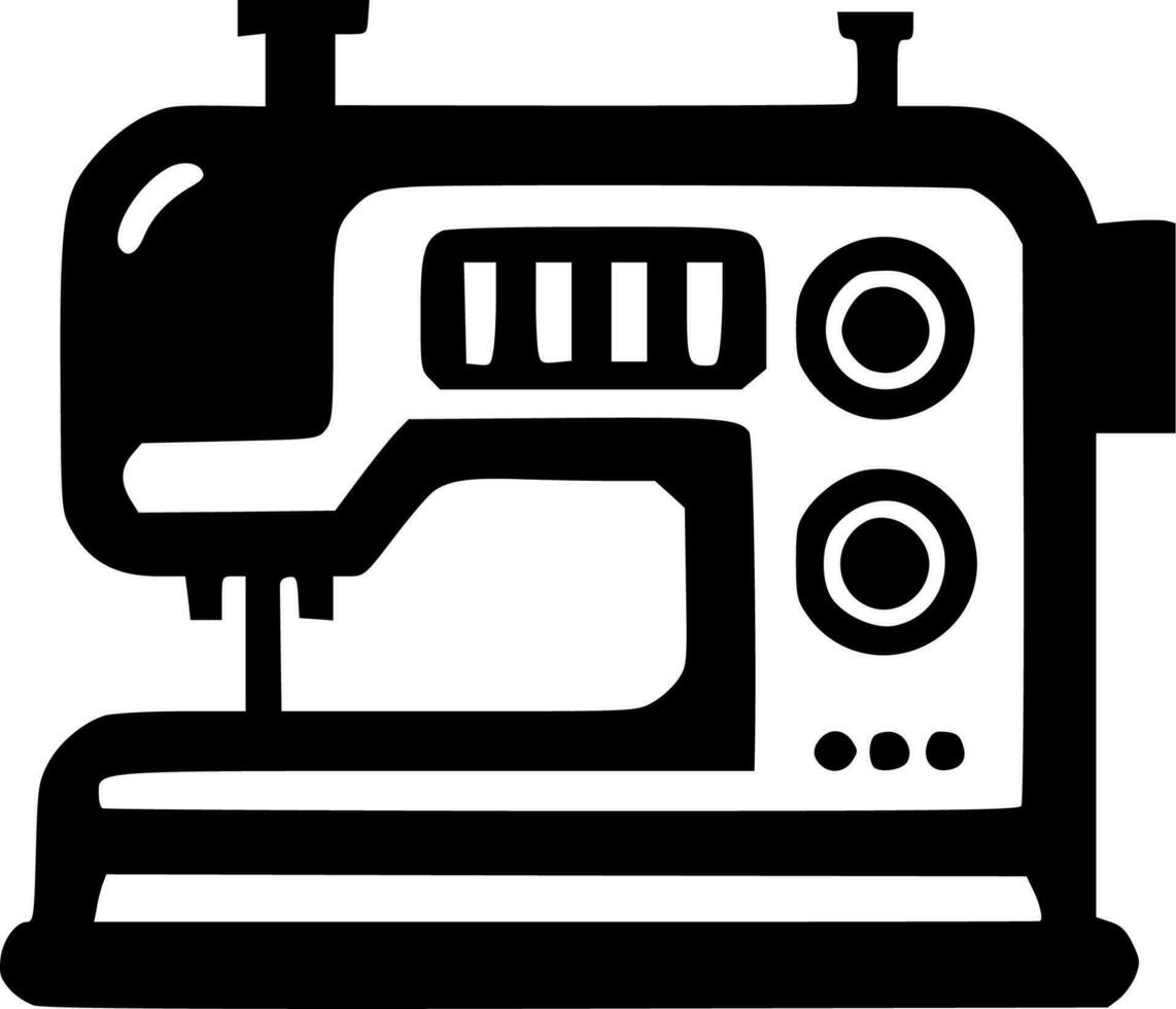 sömnad maskin - svart och vit isolerat ikon - vektor illustration