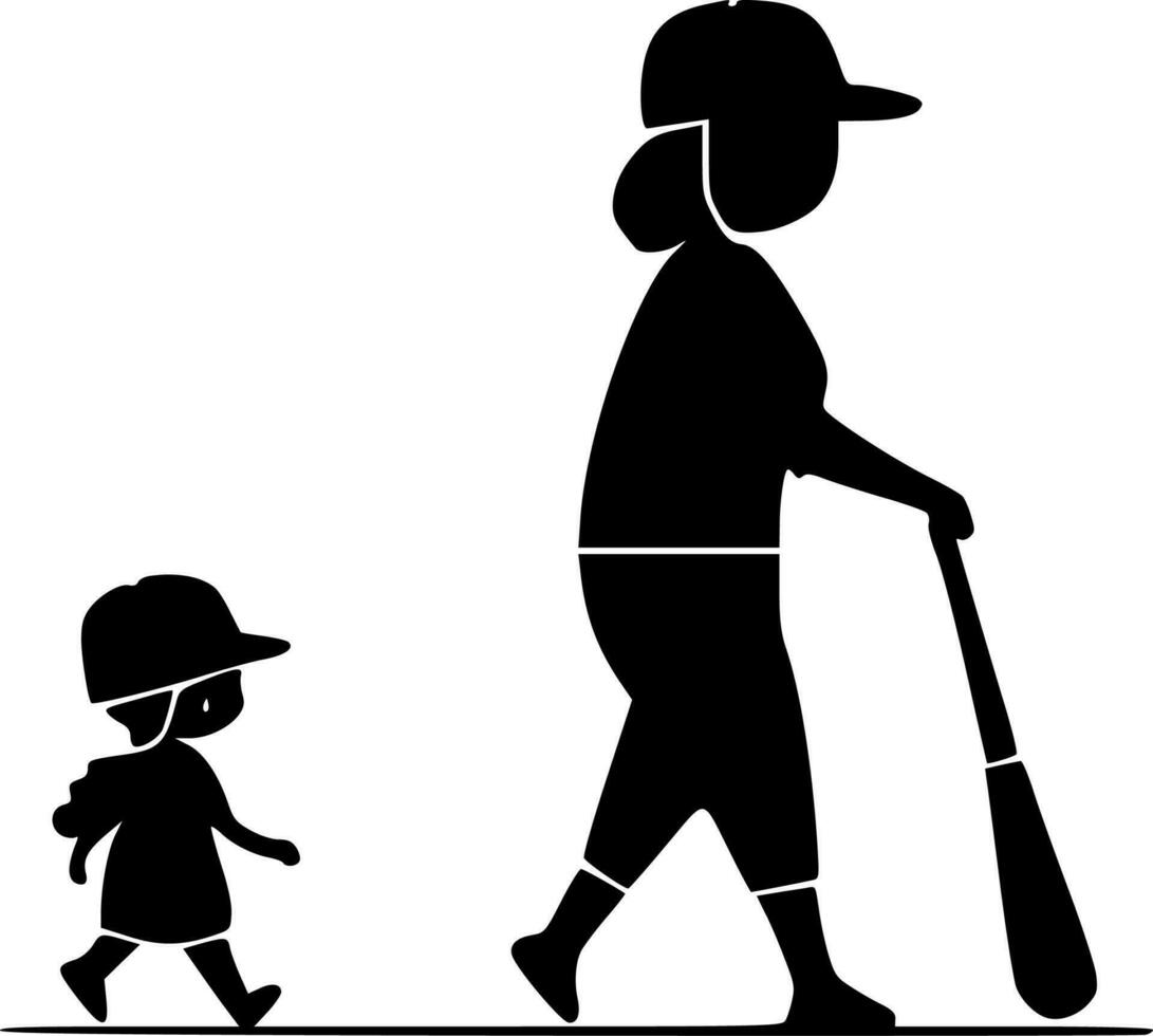 baseboll mamma, svart och vit vektor illustration