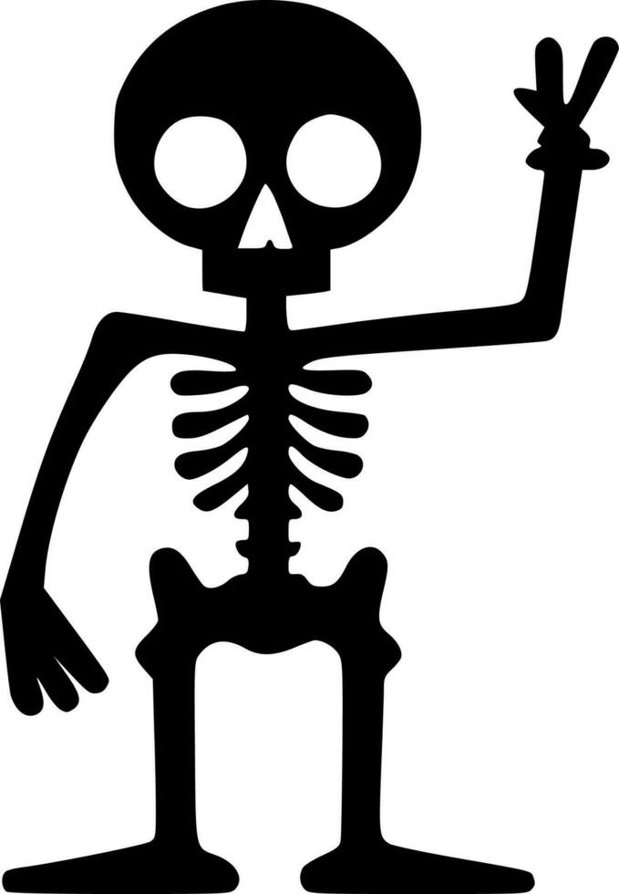 skelett fred tecken - svart och vit isolerat ikon - vektor illustration