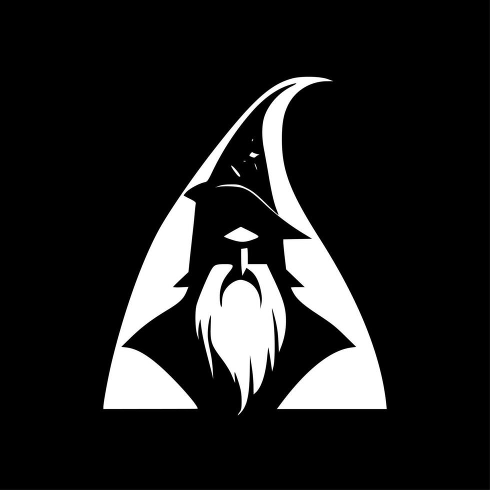 trollkarl - svart och vit isolerat ikon - vektor illustration