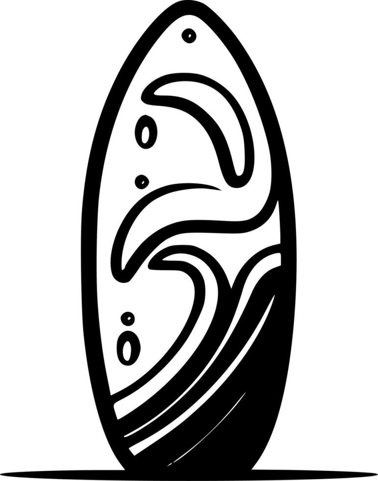 surfbräda, svart och vit vektor illustration