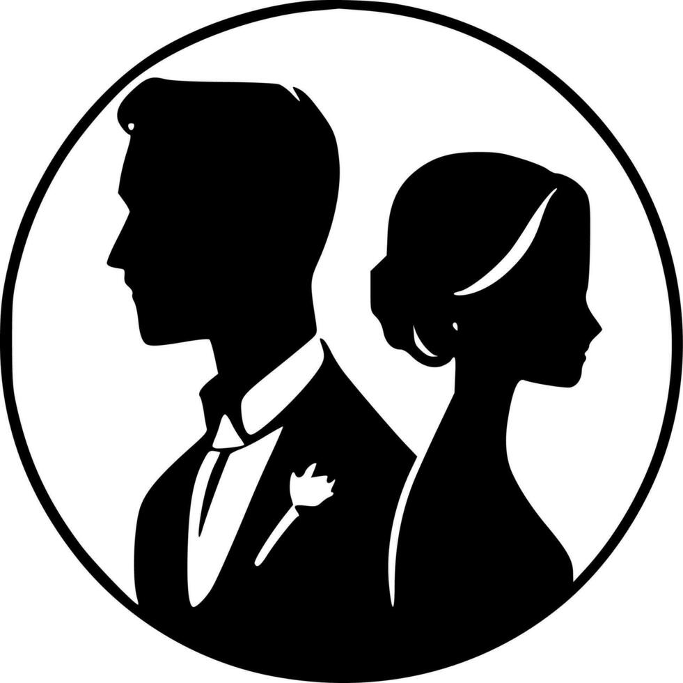 Hochzeit - - schwarz und Weiß isoliert Symbol - - Vektor Illustration