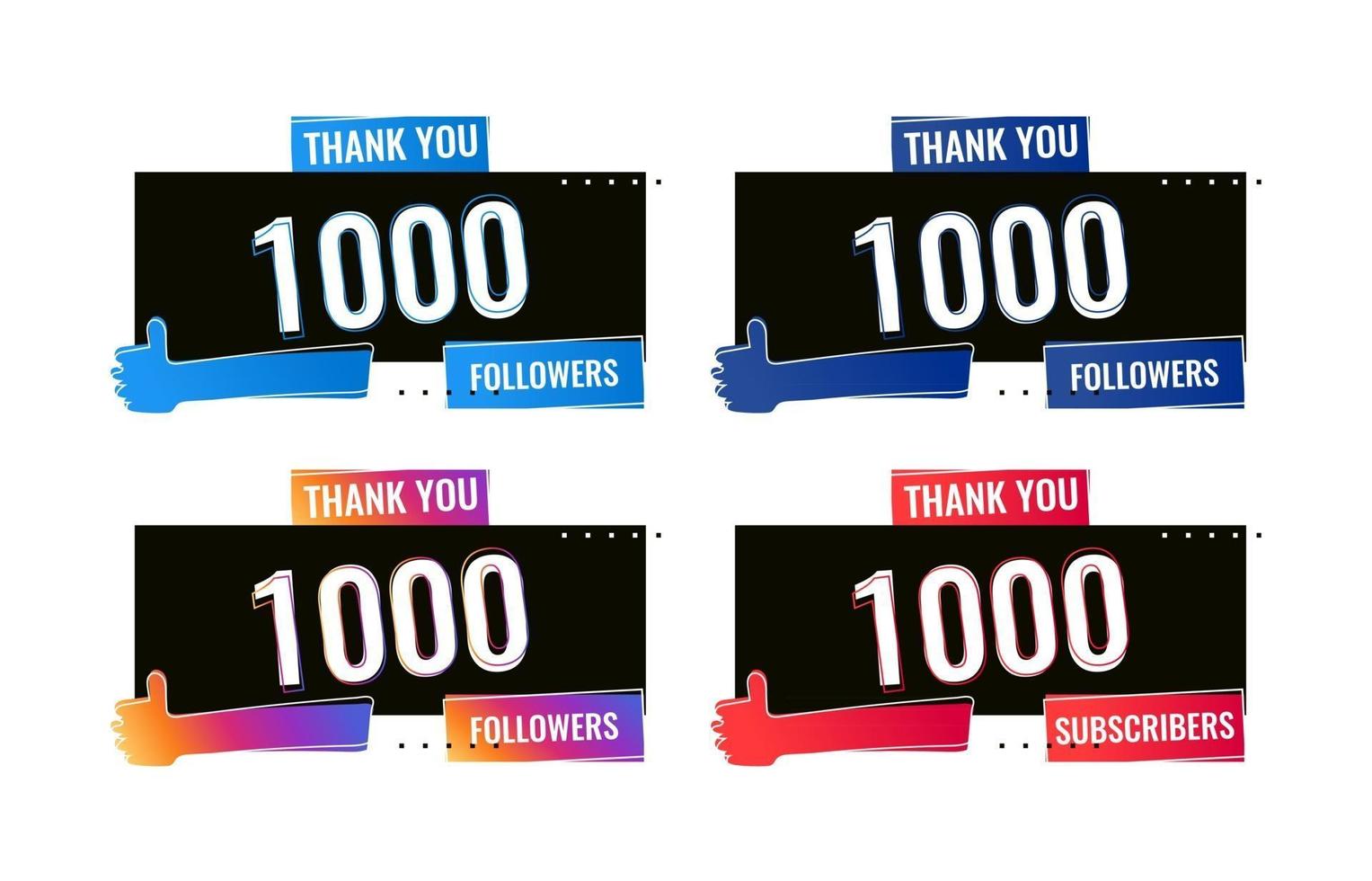 Vielen Dank 1000 Follower und Abonnenten Social Media Banner Vorlage vektor