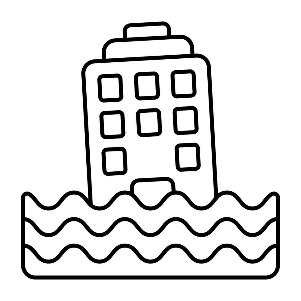 översvämning ikon i linjär design isolerat på vit bakgrund vektor