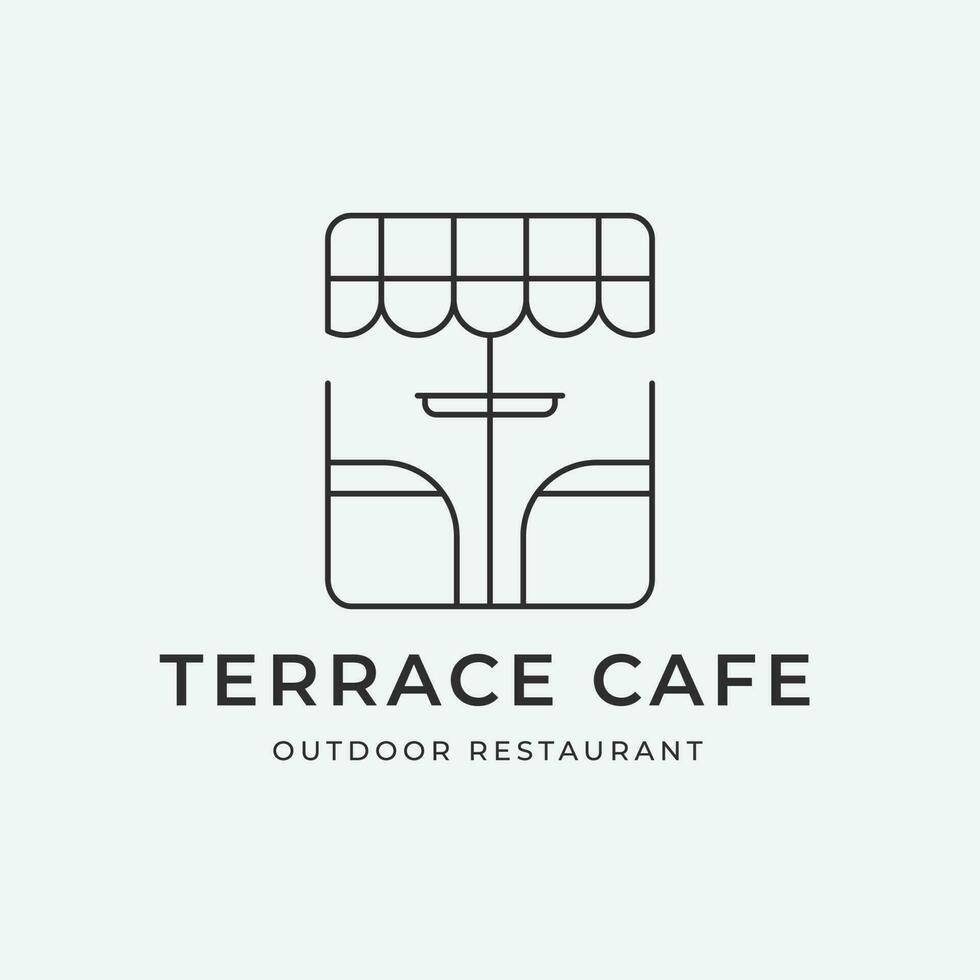 Terrasse Cafe Logo Linie Kunst Symbol Design ,Straße Cafe, Restaurant draussen Symbol Design. vektor