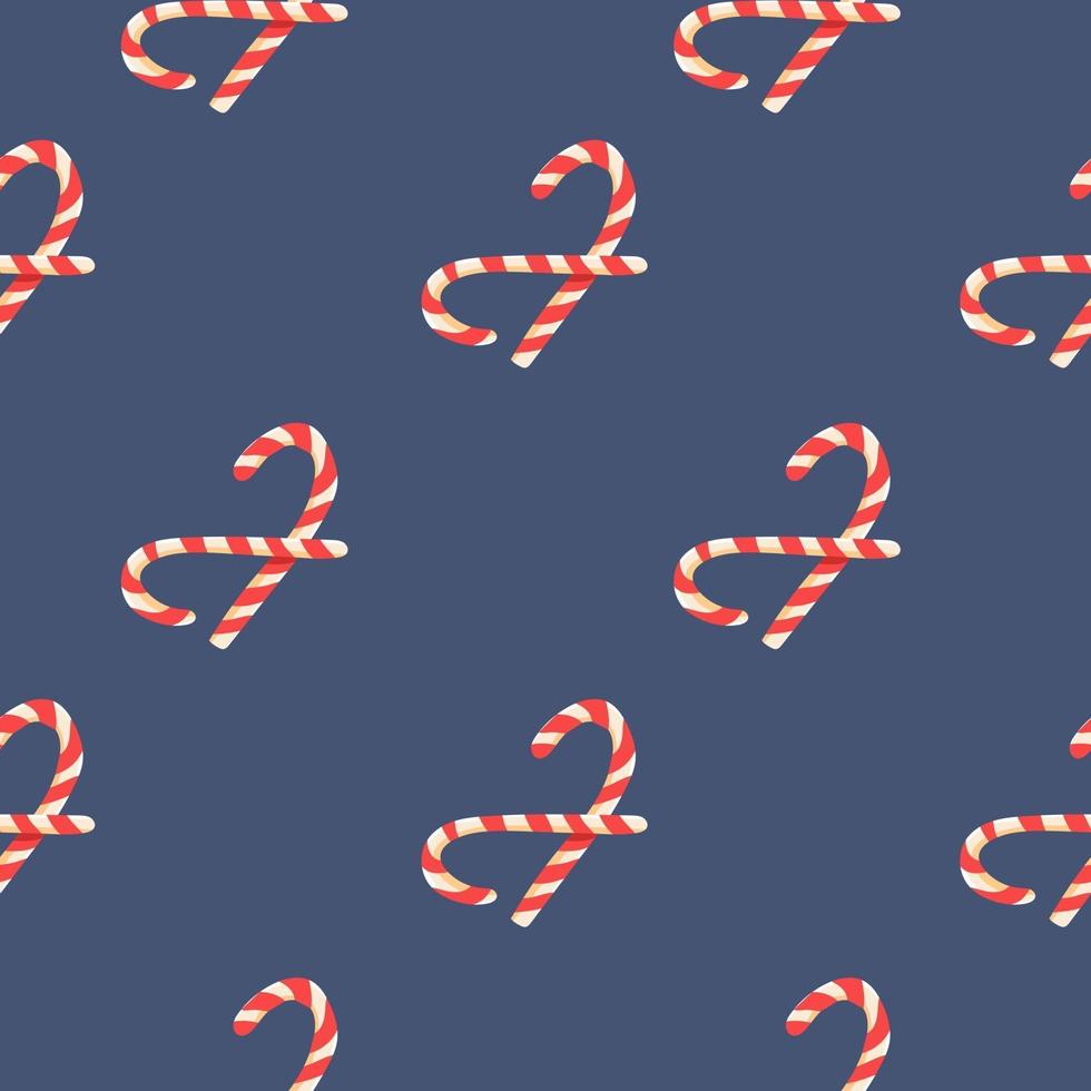 Muster mit Weihnachtsbonbons auf blauem Hintergrund vektor