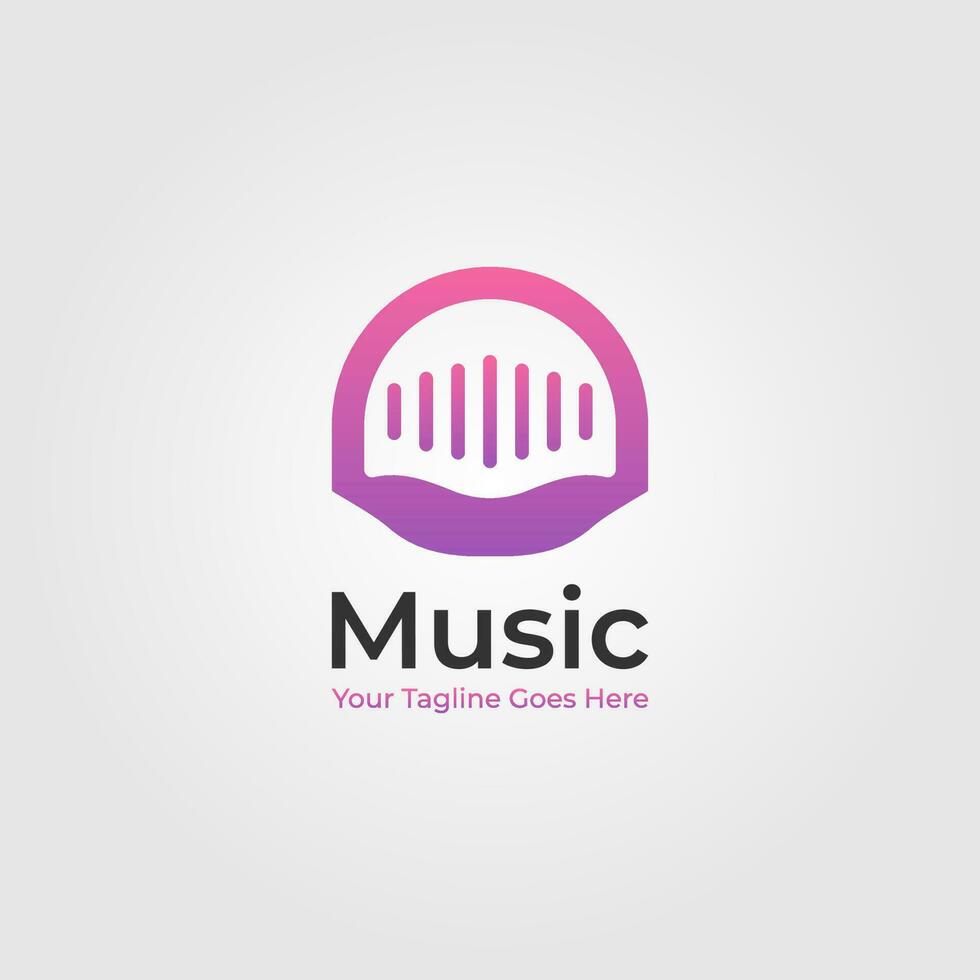 Musik- Logo Vektor Grafik Design im lila Gradient Farbe