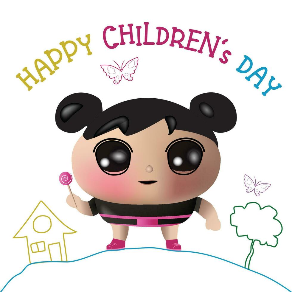 glücklich Kinder- Tag Gruß Illustration vektor
