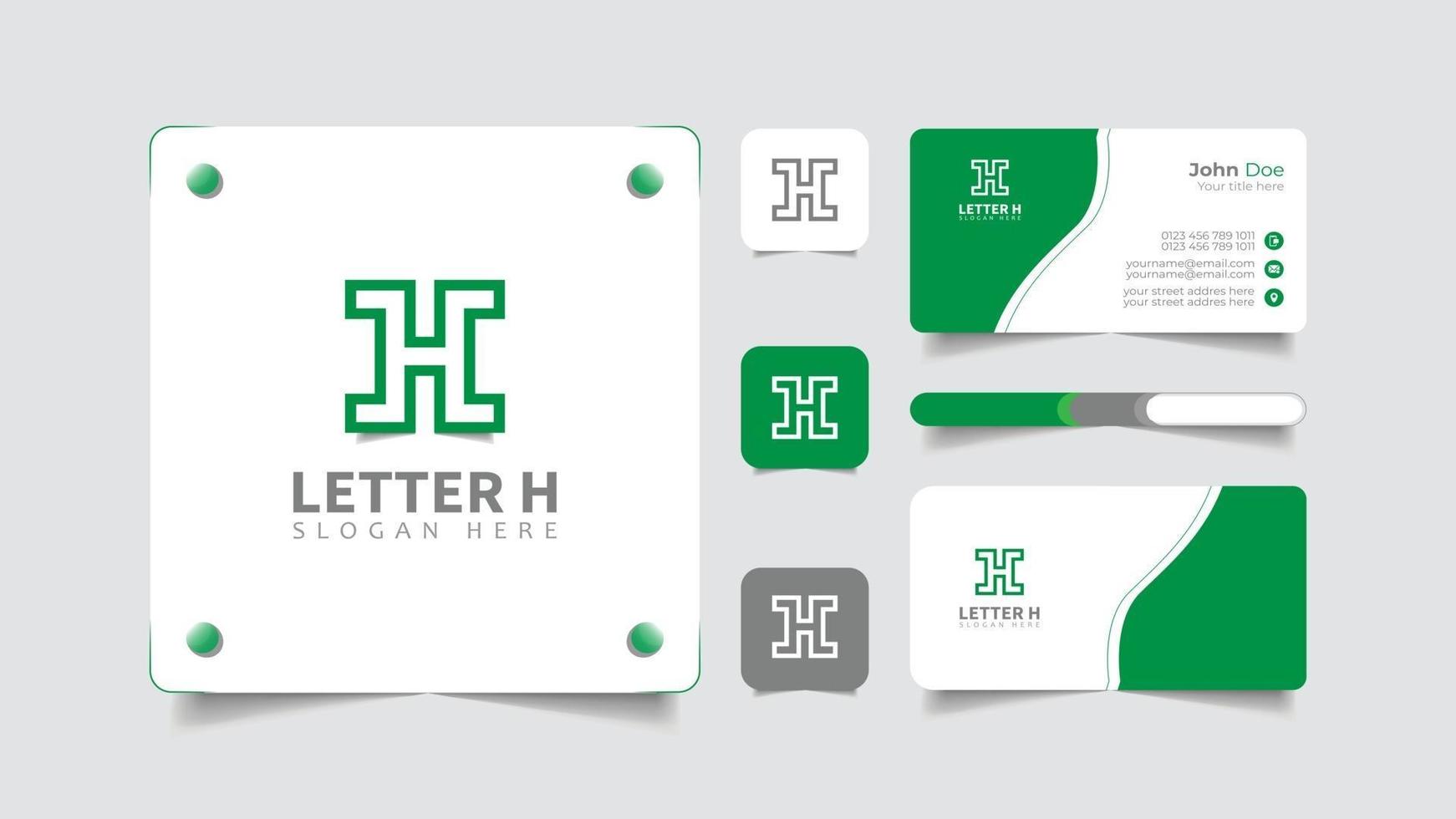 Buchstabe h Logo und Visitenkarten-Markenset vektor