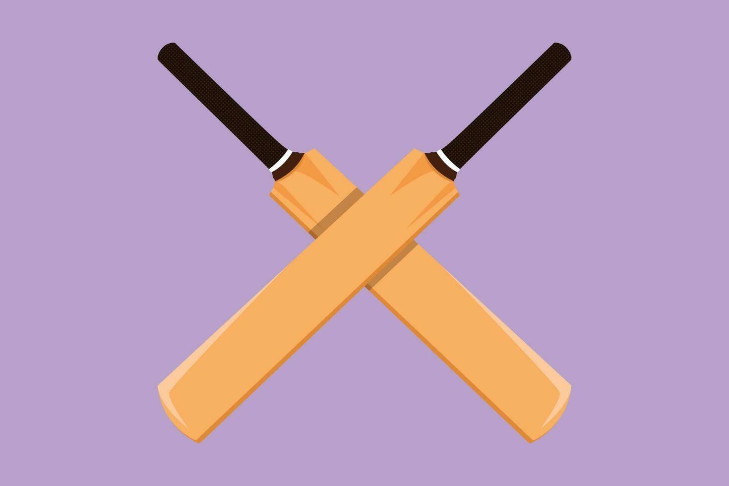 Grafik eben Design Zeichnung zwei gekreuzt traditionell Holz Kricket Fledermäuse Logo Symbol. Sport Ausrüstung zum Kricket. draussen Sport. wettbewerbsfähig und herausfordernd Mannschaft Sport. Karikatur Stil Vektor Illustration